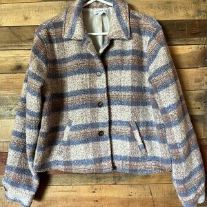 And Now This Blue & Brown Plaid Teddy Jacket